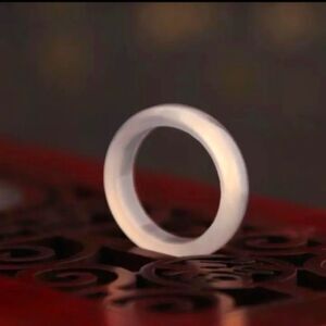 WHITE opal milky glass ring band